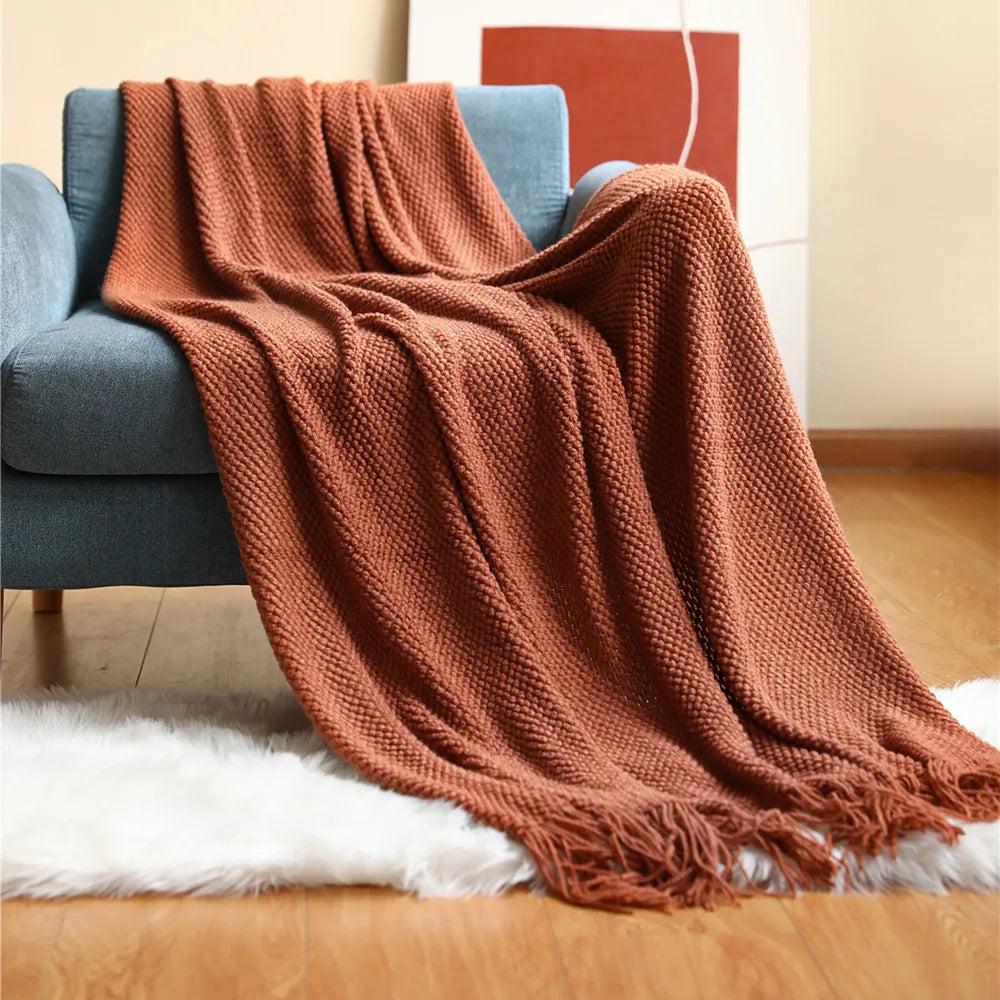 Rynx | Autumn knitted blanket Brick red