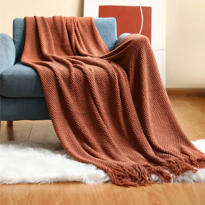 Rynx | Autumn knitted blanket Brick red