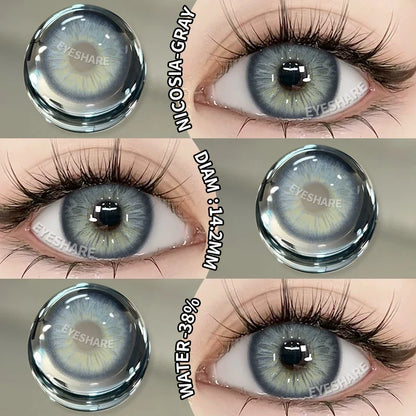 Rynx | 1 Pair New Colored Contact Lenses for Eyes Green Contact Lenses Fashion Blue Eye Lenses Annual Gray Beauty Contact Lenses