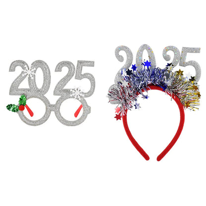 Rynx Christmas Photo Props Glasses Frames Headband Kids Adults New Year's Headwear Christmas Party Decoration Navidad Gift