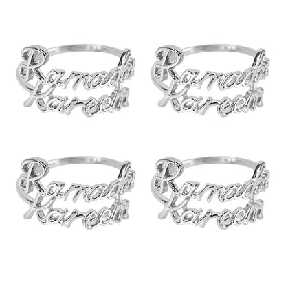 Rynx 2/6Pieces Ramadan Kareem Napkin Rings Eid Mubarak Muslim Islamic Dining Table Home Decoration Alloy Napkin Buckle Ramadan Gift