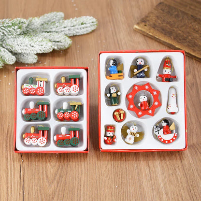 Rynx Wooden Pull Tags Christmas Tree Mini Hanging Doll Ornaments Decoration for Home 2024 Navidad Noel Xmas New Year 2025 Gifts