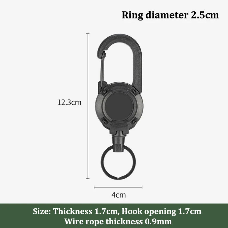 Rynx | Outdoor Retractable Keychain: Wire Rope Reel with Steel Cable Key Ring - Convenient Retractable Tool for Easy Access and Security