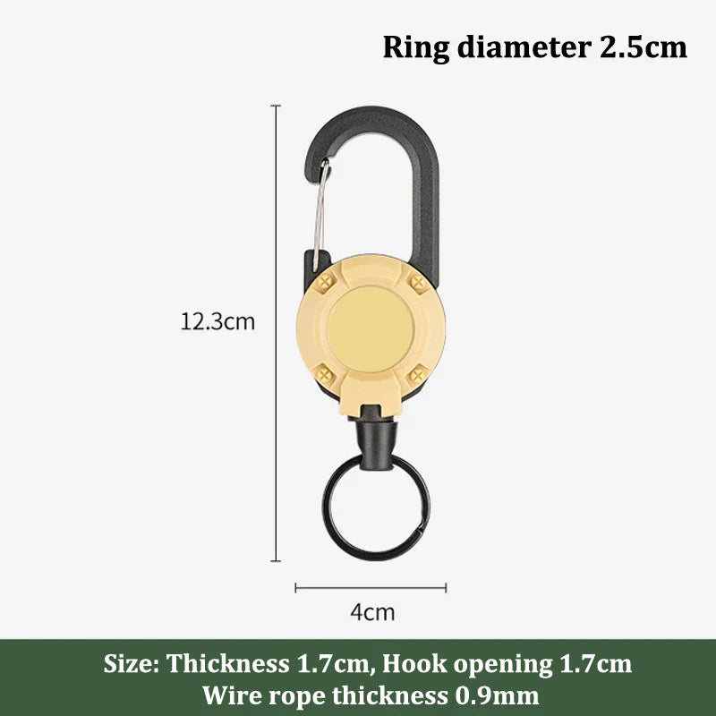 Rynx | Outdoor Retractable Keychain: Wire Rope Reel with Steel Cable Key Ring - Convenient Retractable Tool for Easy Access and Security