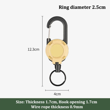 Rynx | Outdoor Retractable Keychain: Wire Rope Reel with Steel Cable Key Ring - Convenient Retractable Tool for Easy Access and Security