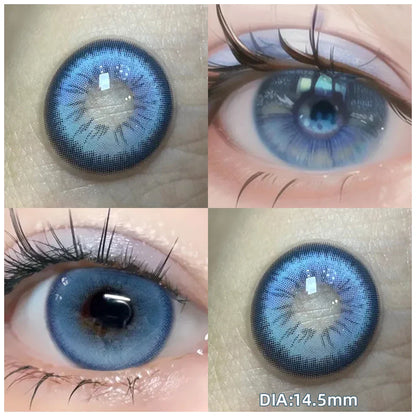 Rynx | 1 Pair (2 pieces) Prescription glasses with diopters colored contact lenses for eye beauty blue green eye color lenses nearsightedness