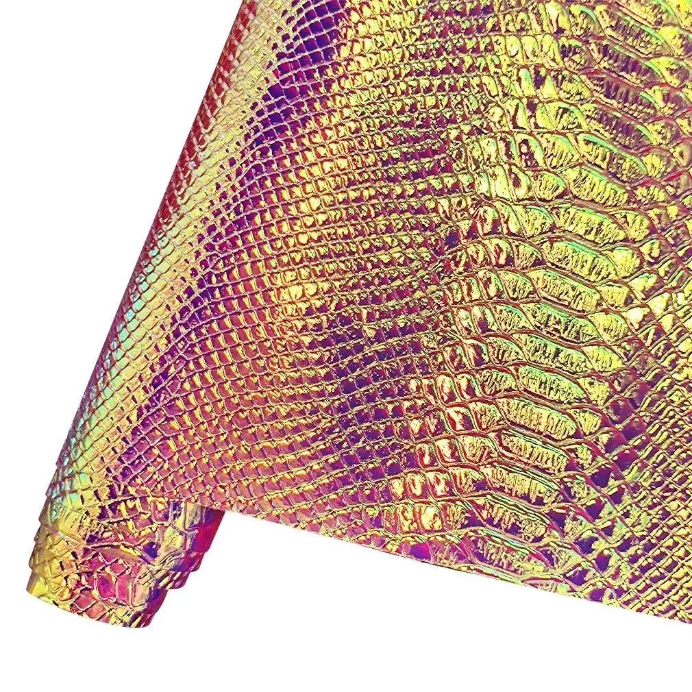Rynx | Iridescent Holographic Snake Skin PU Leather Craft Roll for Creative DIY Adventures