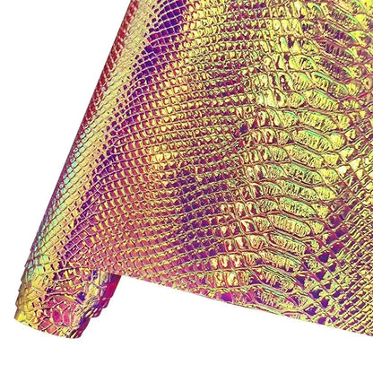 Rynx | Iridescent Holographic Snake Skin PU Leather Craft Roll for Creative DIY Adventures