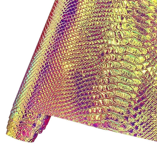 Rynx | Iridescent Holographic Snake Skin PU Leather Craft Roll for Creative DIY Adventures