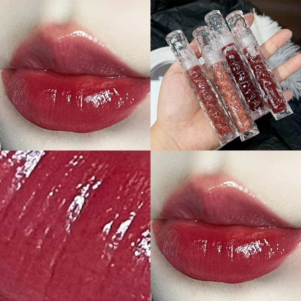 Rynx | 8 Colors Moisturizing Mirror Lip Lacquer Long-lasting Lipstick Black Tea Brown Liquid Lipstick Lip Oil Care Make-up Korean Cosmetics