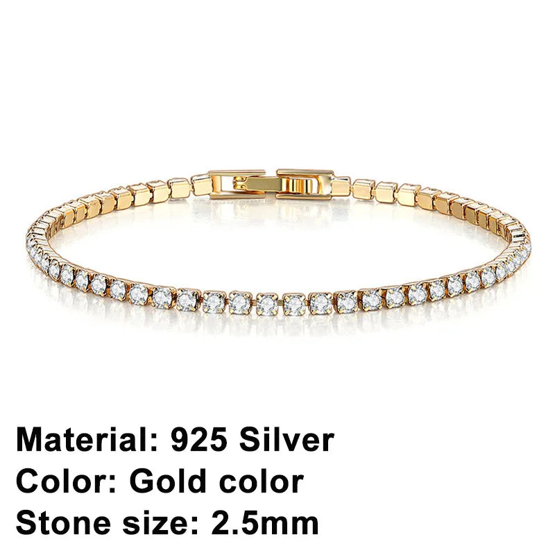 RYNX | Tennis Bracelet – Shine With Attitude: Elegance In Sterling Silver And Hip-Hop Flair! 2.5 mm large gold-colored bracelet