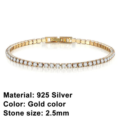 RYNX | Tennis Bracelet – Shine With Attitude: Elegance In Sterling Silver And Hip-Hop Flair! 2.5 mm large gold-colored bracelet