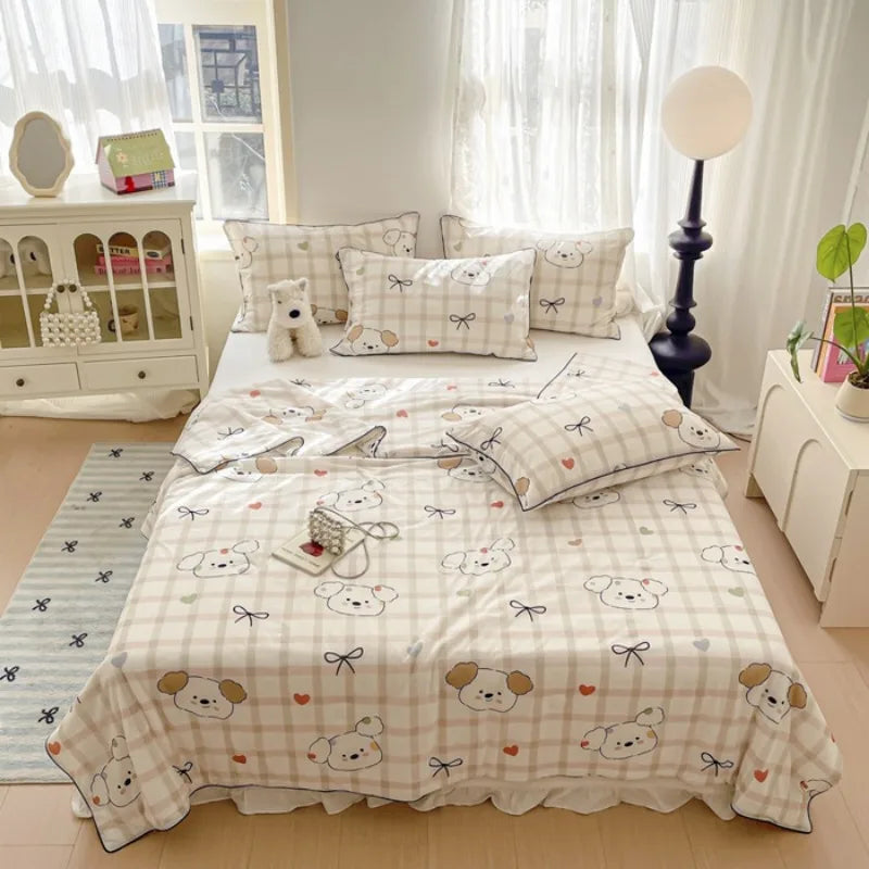 Rynx | new printed cool silk summer blanket three-piece summer cool blanket air conditioning blanket cool sleeping experience washable
