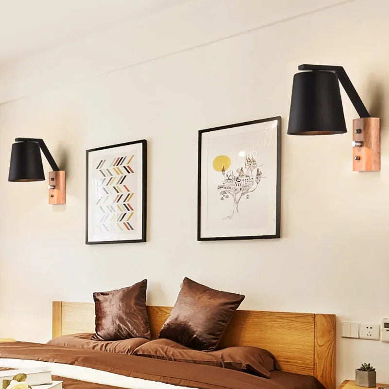 Rynx | HoutLys - LED Wall Lamp with Switch Nightstand Lamp Living Room Decoration