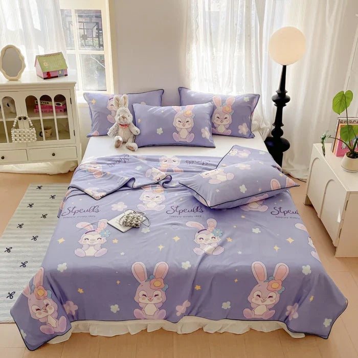 Rynx | new printed cool silk summer blanket three-piece summer cool blanket air conditioning blanket cool sleeping experience washable
