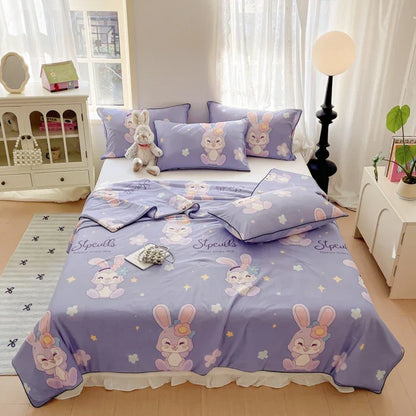 Rynx | new printed cool silk summer blanket three-piece summer cool blanket air conditioning blanket cool sleeping experience washable