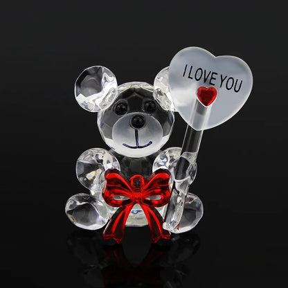 Rynx | Crystal Bear Glass Rose - Valentine's Day Gift, Fashion Ornament, Wedding Home Decor