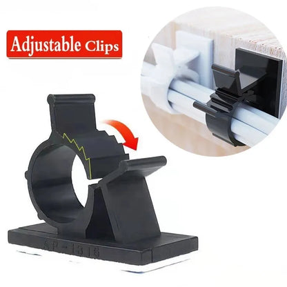 Rynx | Self-Adhesive Cable Organizer Clips | Adjustable Cord Holder for Table, Car, PC, TV | Wire Management Clamp for Charging - Easy Cable Winder