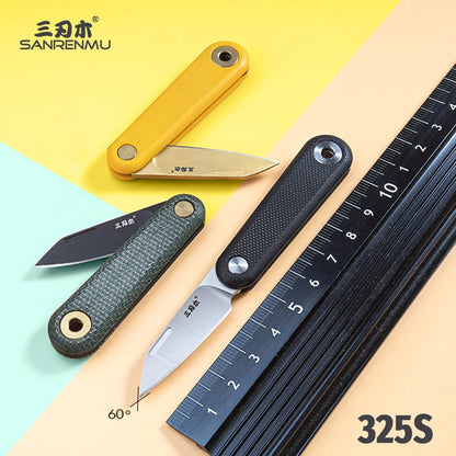 Rynx | SANRENMU 325S Pocket Folding Knife - Mini Key Outdoor Multi-Purpose Knife with 12C27 Blade and G10 Handle