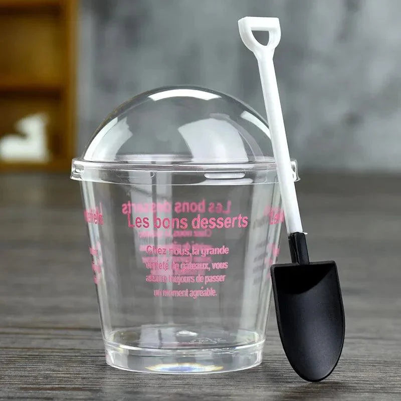 Rynx | Elegant clear dessert cup collection with lids and spoons - Perfect for ice cream, yogurt, and mousse