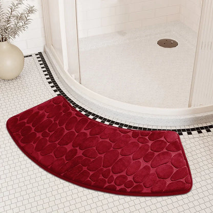 Rynx | Curved Bathroom Mat - Non-Slip Pebble Embossed Bath Mat | Absorbent Floor and Toilet Mat for Showers