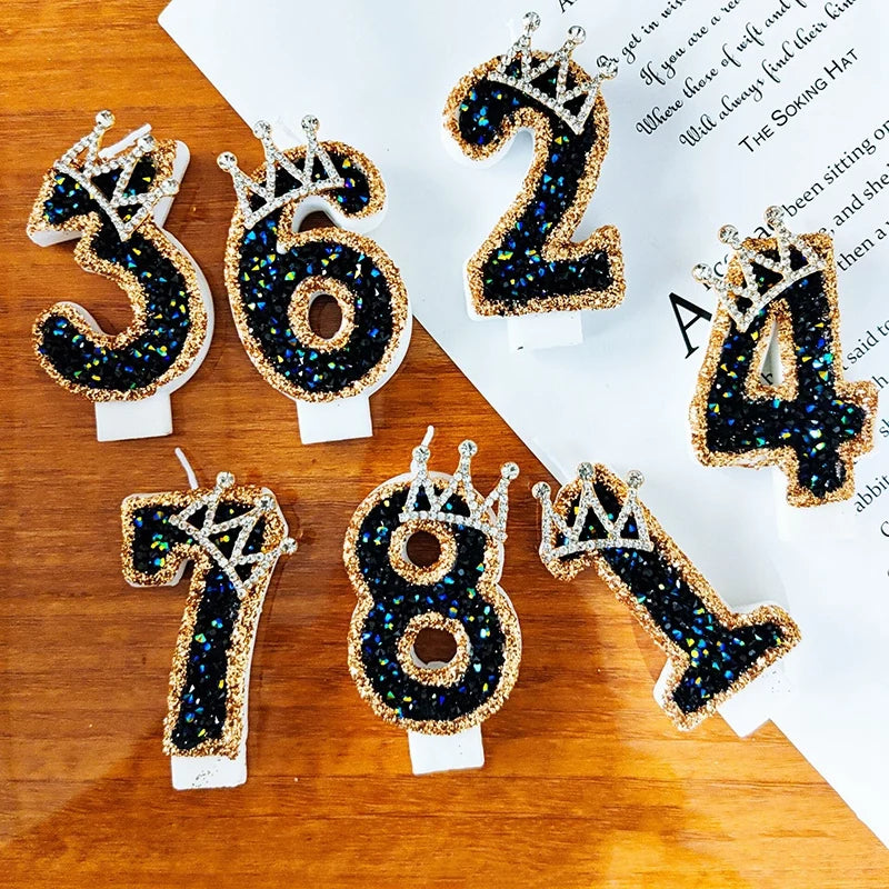 Rynx | Crown Number Candles for Birthdays – Digital 0-9 Cake Decoration with Ocean Starfish and Seashells Cake Topper for Anniversary and Special Days