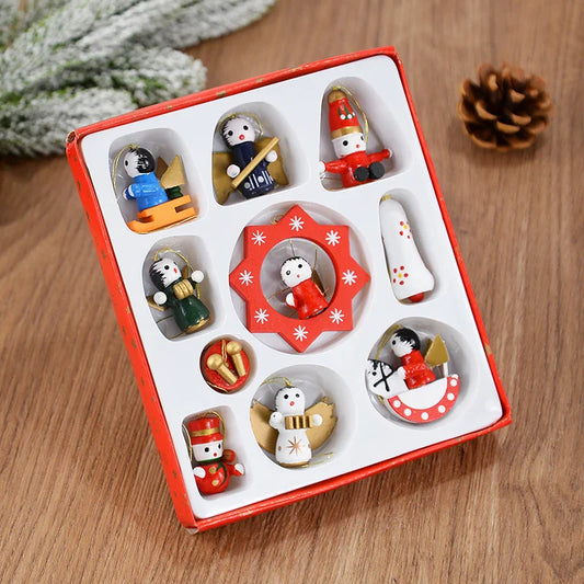 Rynx Wooden Pull Tags Christmas Tree Mini Hanging Doll Ornaments Decoration for Home 2024 Navidad Noel Xmas New Year 2025 Gifts