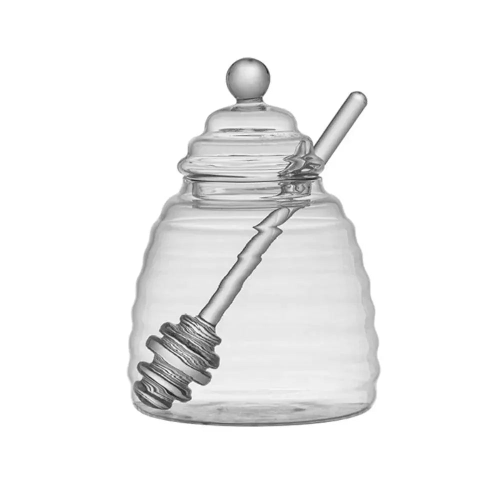 Rynx | Elegant clear glass honey jar collection with dipper and lid - Perfect for any occasion