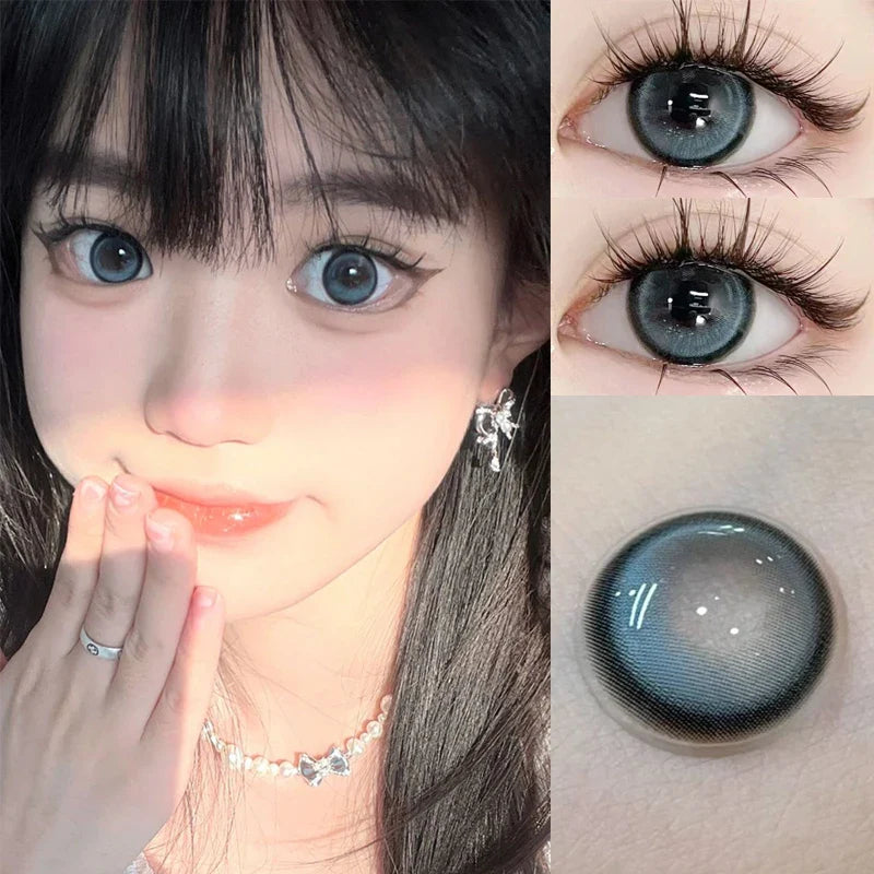Rynx | 1 Pair Hot Selling Colorful Pupils for Eyes with Degree 0~-8.00 Degree Blue Natural Beautiful Pupils Fashion Color Makeup