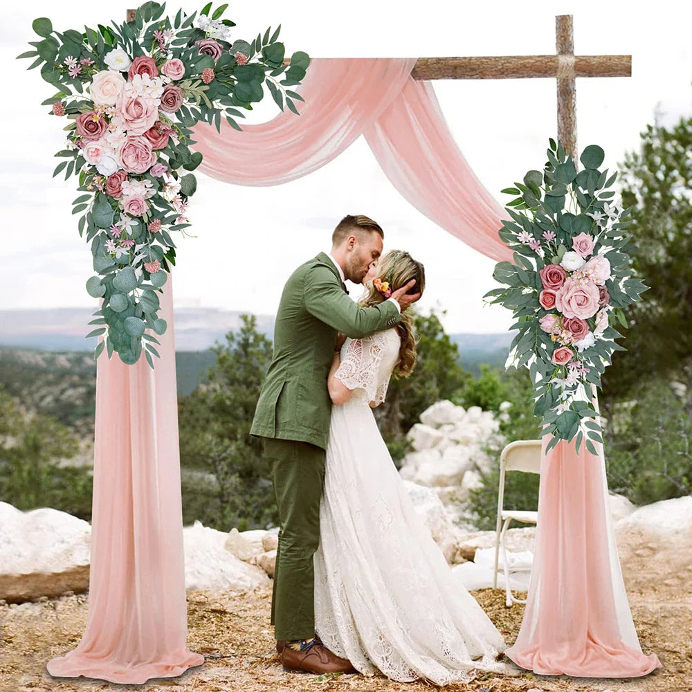 Rynx | Dusty Rose Wedding Arch Flower Decoration for Country Wedding Ceremony Floral Garland Reception Background Decoration