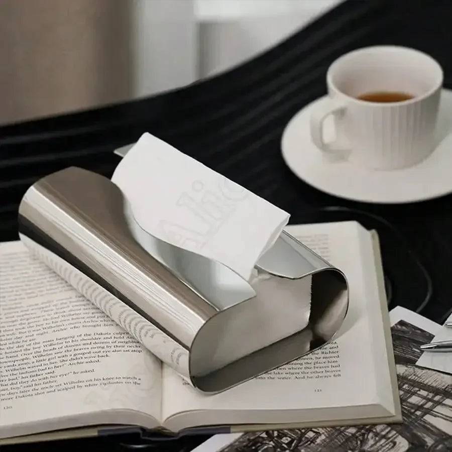 Rynx | Nordic Stainless Steel Tissue Box Mirror Tissue Holder Silver Wet Wipe Holder Napkin Holder Decoration Shower Room Toilet Paper Holder