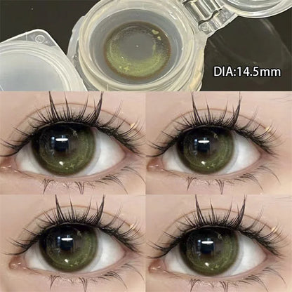 Rynx | 2pcs colored contact lenses for natural green eyes color lenses annually beautiful diopters myopia lenses pupil color cosmetics