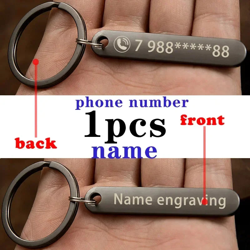 Rynx | Customized Keychain with Personalized Name and Phone Number - Perfect Gift for Boyfriend, Car Keyring Accessory
