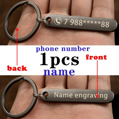 Rynx | Customized Keychain with Personalized Name and Phone Number - Perfect Gift for Boyfriend, Car Keyring Accessory