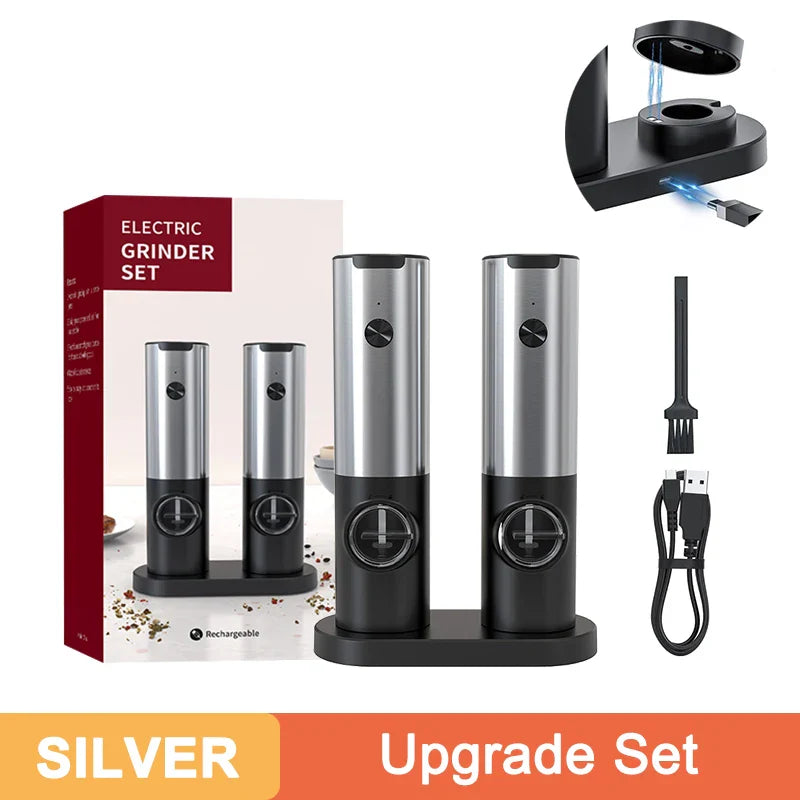 Rynx | USB Rechargeable Electric Salt and Pepper Grinder: Adjustable Coarseness, Refillable Mill - Battery Powered Kitchen Gadget