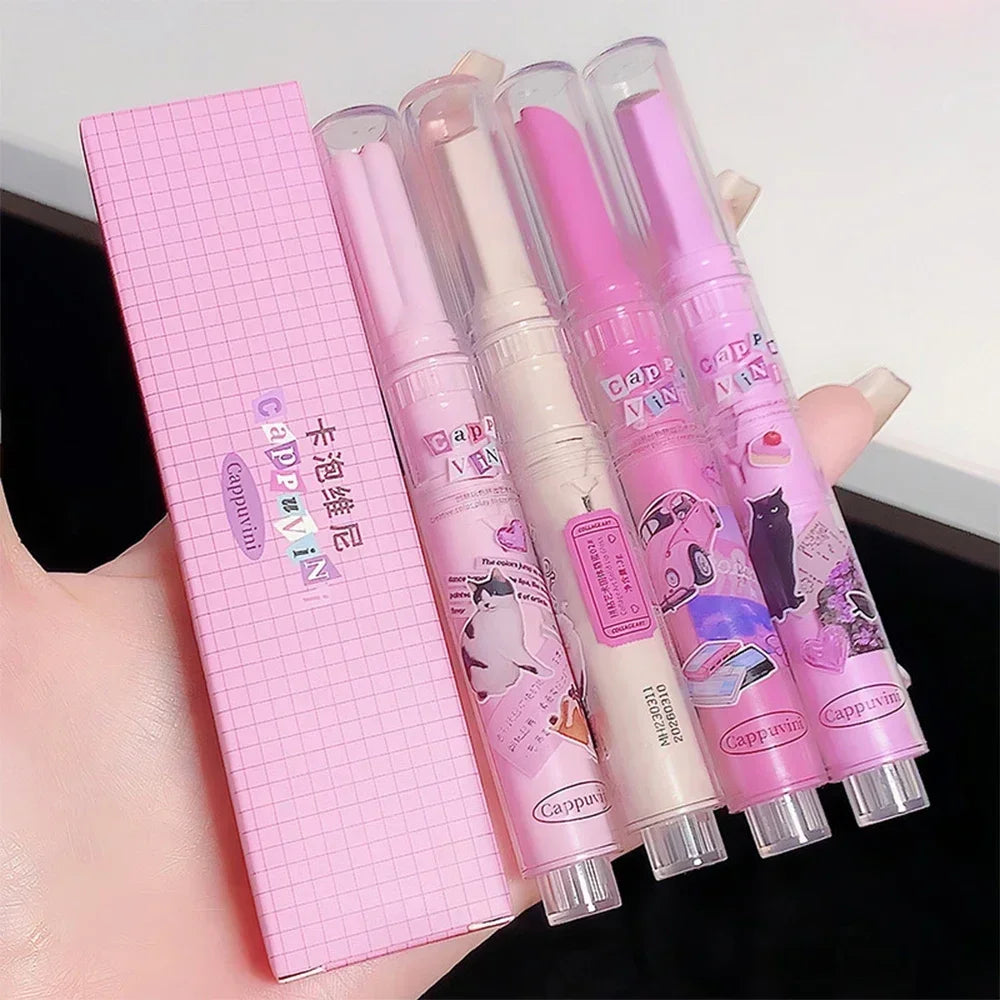 Rynx | Thin Tube Flower Lipstick Pencil Heart-Shaped Gel Lipstick Pencil Makeup Long-Lasting Moisturizing Lip Lacquer Girls Korean Cosmetics