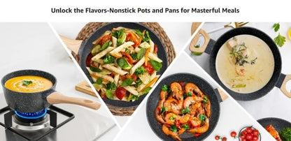 Rynx | SODAY 12 Piece Granite Nonstick Cookware Set - Induction Compatible Kitchen Pots and Pans