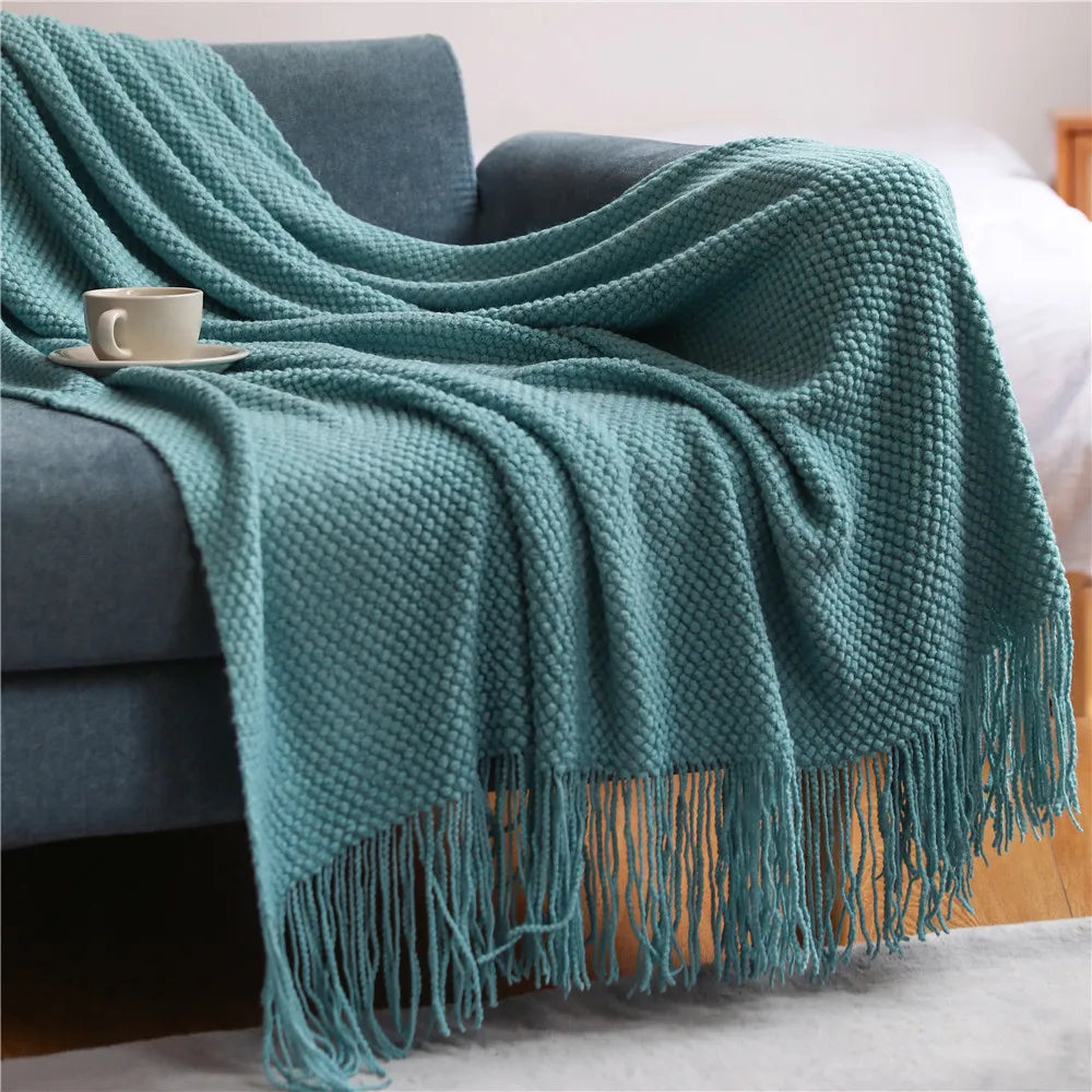 Rynx | Autumn knitted blanket Sea green