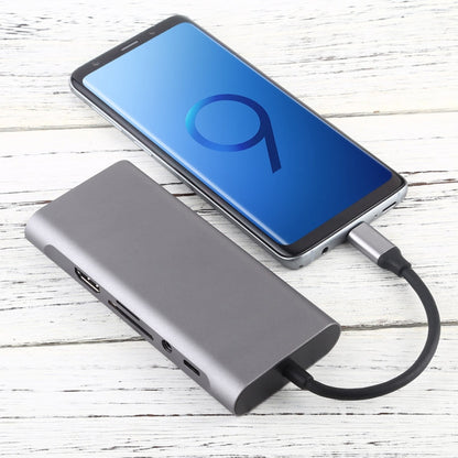 Rynx | 11 in 1 VGA + LAN Port + 4 x USB 3.0 + SD / TF Card + HDMI + Audio Port + USB-C / Type-C Female to USB-C / Type-C HUB Adapter (Dark Gray)