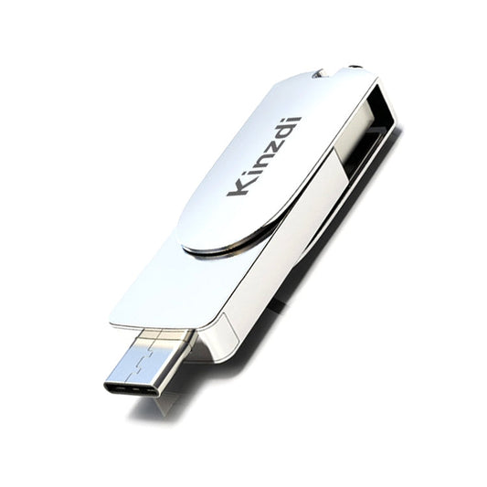 Rynx | Kinzdi 256GB USB 3.0 + Type-C 3.0 interface metal twister flash drive V11 (Silver)