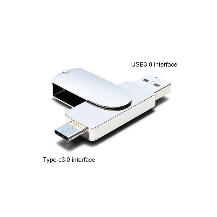 Rynx | Kinzdi 256GB USB 3.0 + Type-C 3.0 interface metal twister flash drive V11 (Silver)