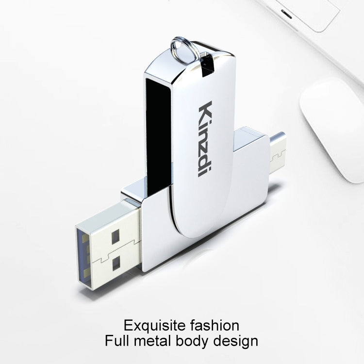 Rynx | Kinzdi 256GB USB 3.0 + Type-C 3.0 interface metal twister flash drive V11 (Silver)