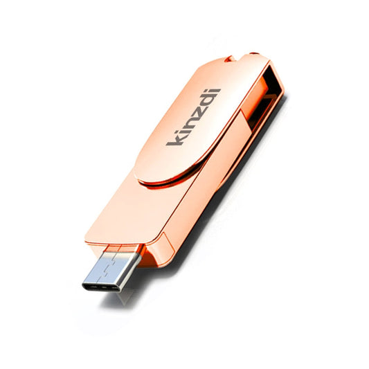 Rynx | Kinzdi 128GB USB 3.0 + Type-C 3.0 interface metal twister flash drive V11 (Rosegold)