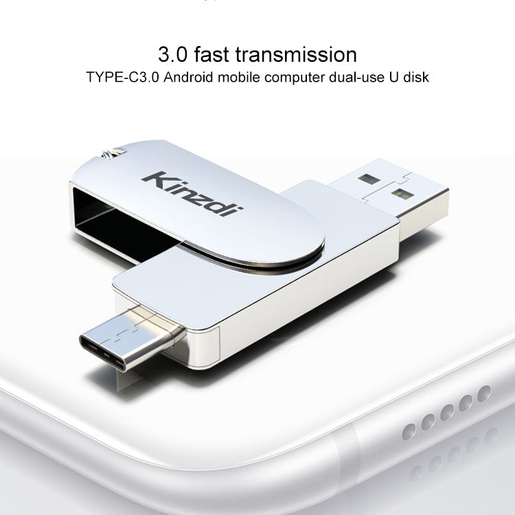 Rynx | Kinzdi 128GB USB 3.0 + Type-C 3.0 interface metal twister flash drive V11 (Rosegold)