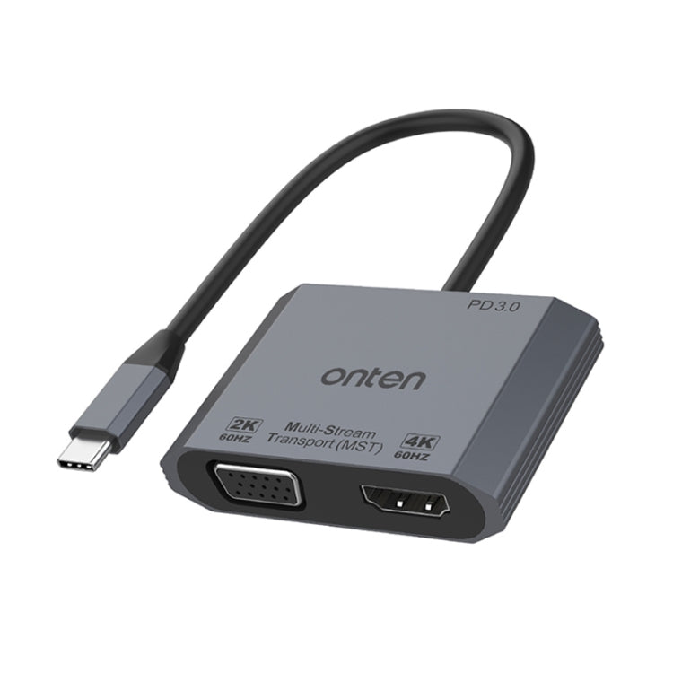 Rynx | Onten M205 3 in 1 Type-C to HDMI+VGA+PD Fast Charge Video Converter (Gray)