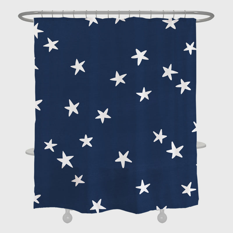 Rynx | Blue Grundstern shower curtain with hooks, bathroom curtains with rings, unique bathroom decoration, boho shower curtain, customized bathroom curtains, extra long shower curtain