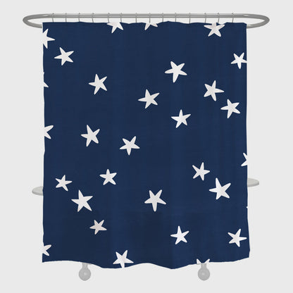 Rynx | Blue Grundstern shower curtain with hooks, bathroom curtains with rings, unique bathroom decoration, boho shower curtain, customized bathroom curtains, extra long shower curtain