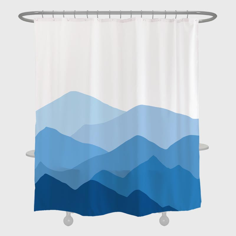 Rynx | Blue Mountain shower curtain with hooks, bathroom curtains with ring, unique bathroom decoration, Boho shower curtain, customizable bathroom curtains, extra long shower curtain