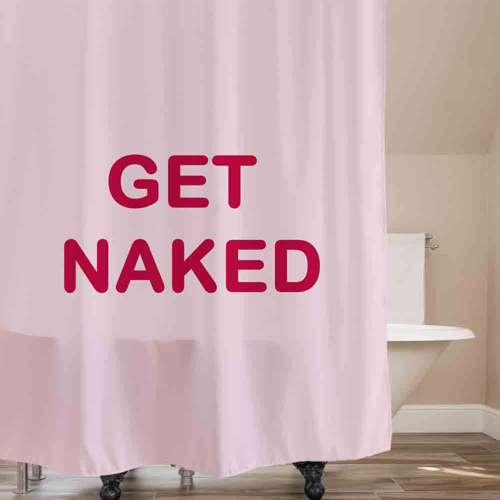 Rynx | Sweet Get Naked Shower Curtain with Hooks, Beige and Pink