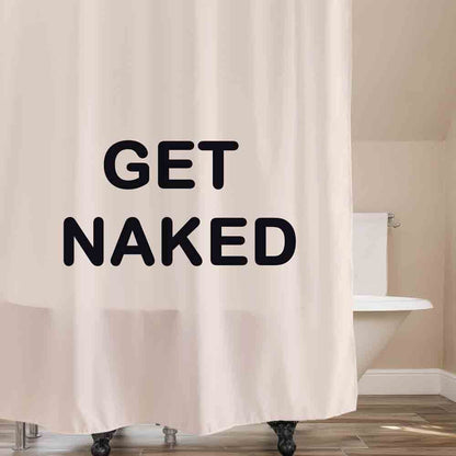 Rynx | Sweet Get Naked Shower Curtain with Hooks, Beige and Pink